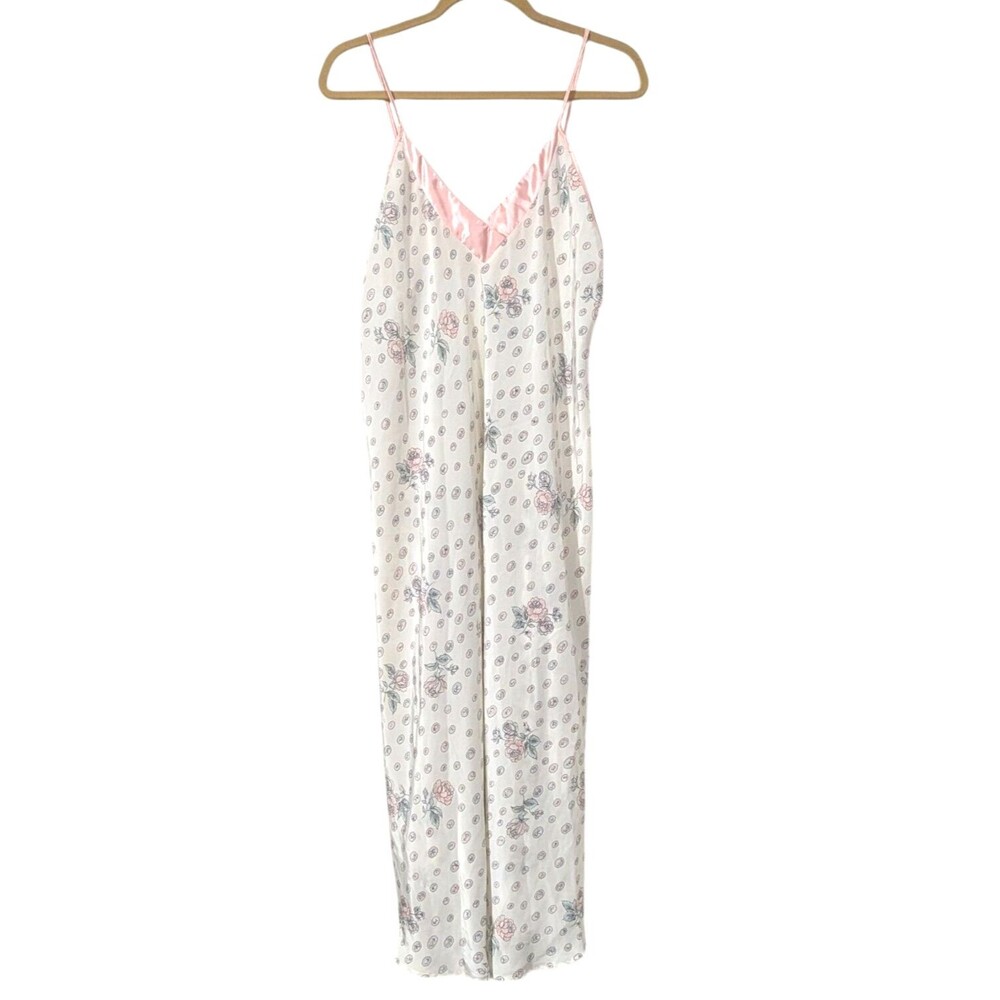 Natori White and Pink Floral Chemise